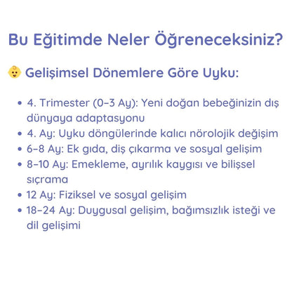 0 - 1 Yaş Bağ Temelli Uyku Semineri 8 Eylül 2025 Saat: 20:00-22:00