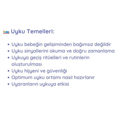 0 - 1 Yaş Bağ Temelli Uyku Semineri 8 Eylül 2025 Saat: 20:00-22:00